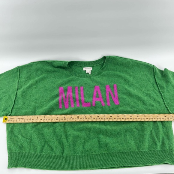 Anthropologie Pilcro The Alani Cashmere Crop crewneck Sweater "MILAN" Green SzL - Picture 5 of 9